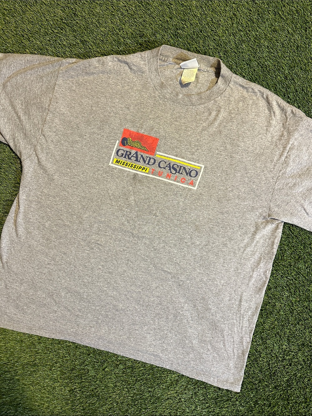 Grand Casino Mississippi Vintage Logo Heather Gray Tee Y2K Size XL